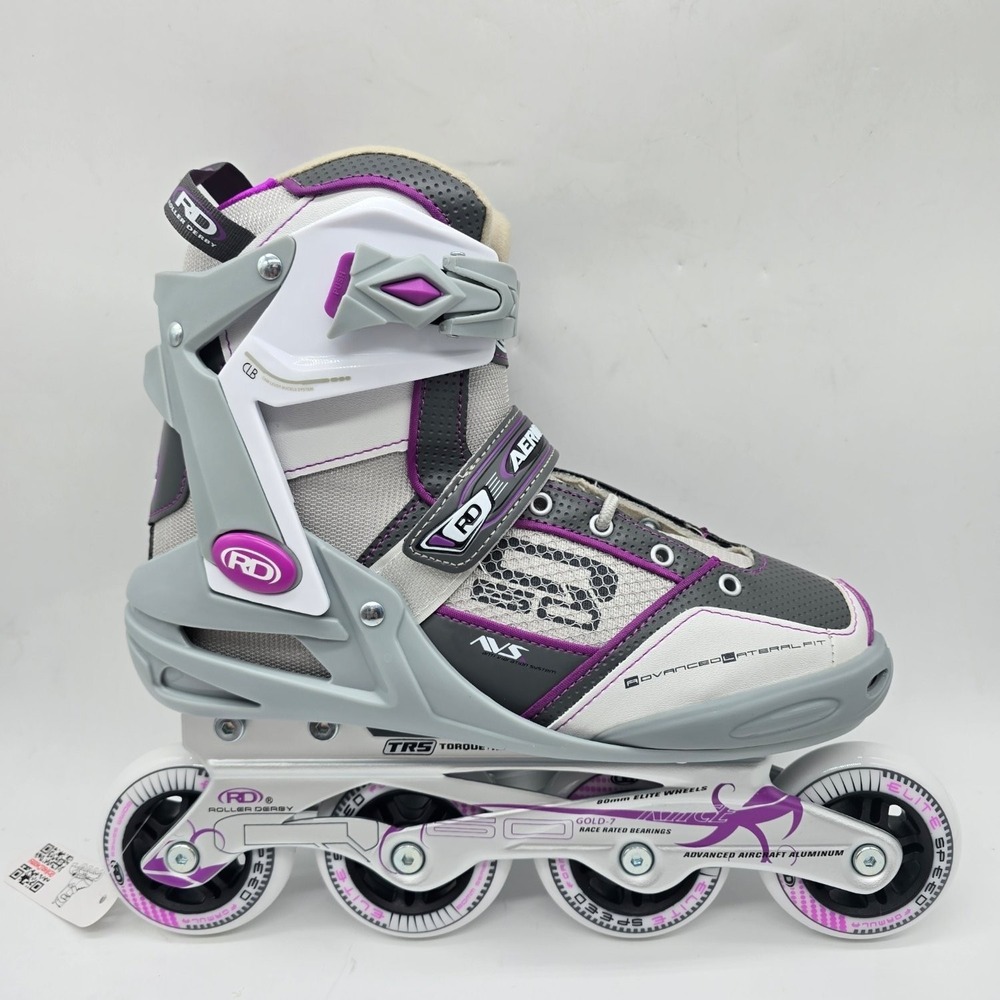 Roller Derby Aerio Q-60 Inline Skates Women's Size 8 White Grey Purple - Picture 3 of 12